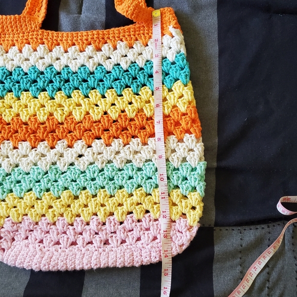 Crochet Knit Retro Tote Beach Bag Handmade - Picture 9 of 10